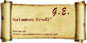 Galambos Ernő névjegykártya